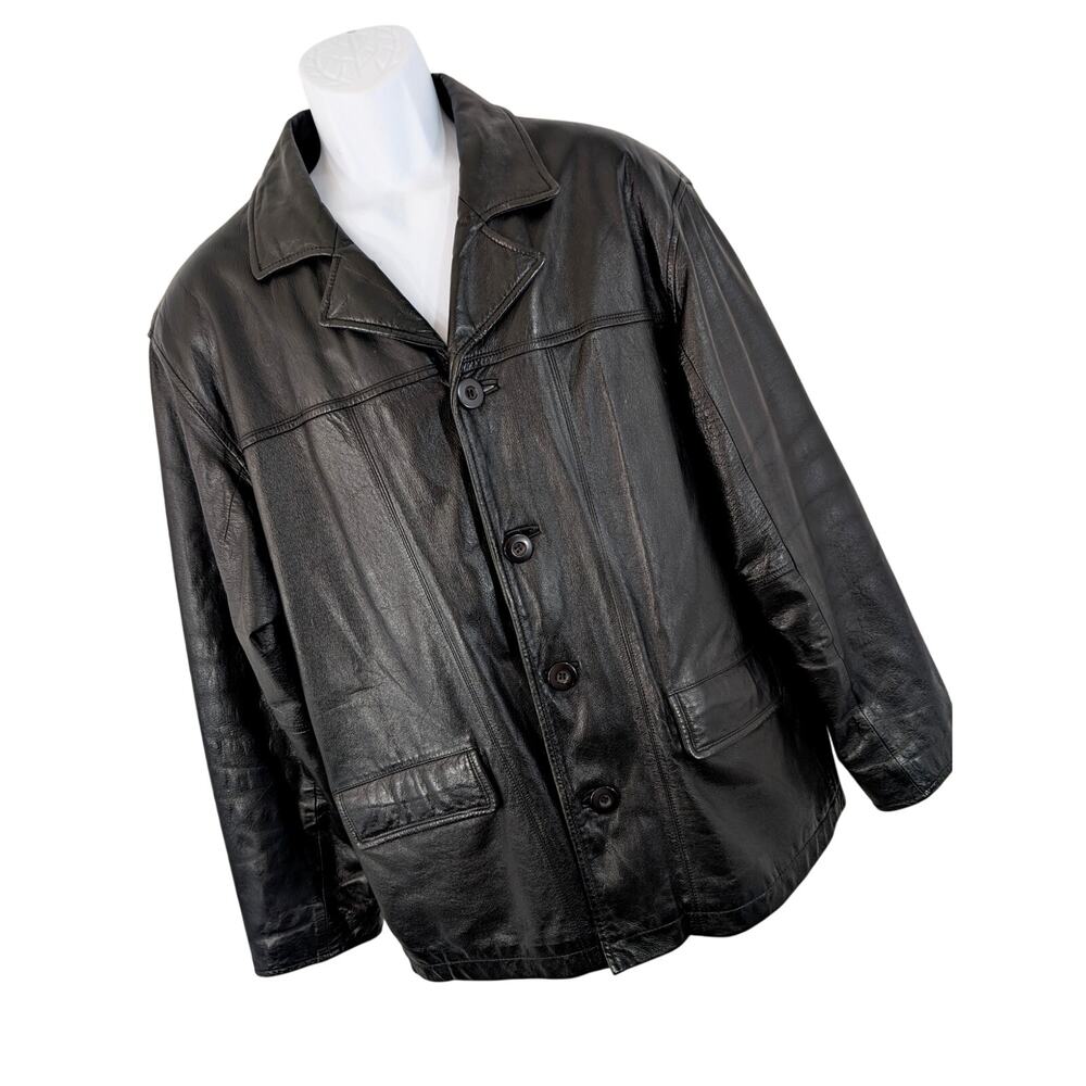 WILSONS LEATHER! RICH BLACK GENUINE LEATHER BUTTON FRONT JACKET, COAT! SIZE M